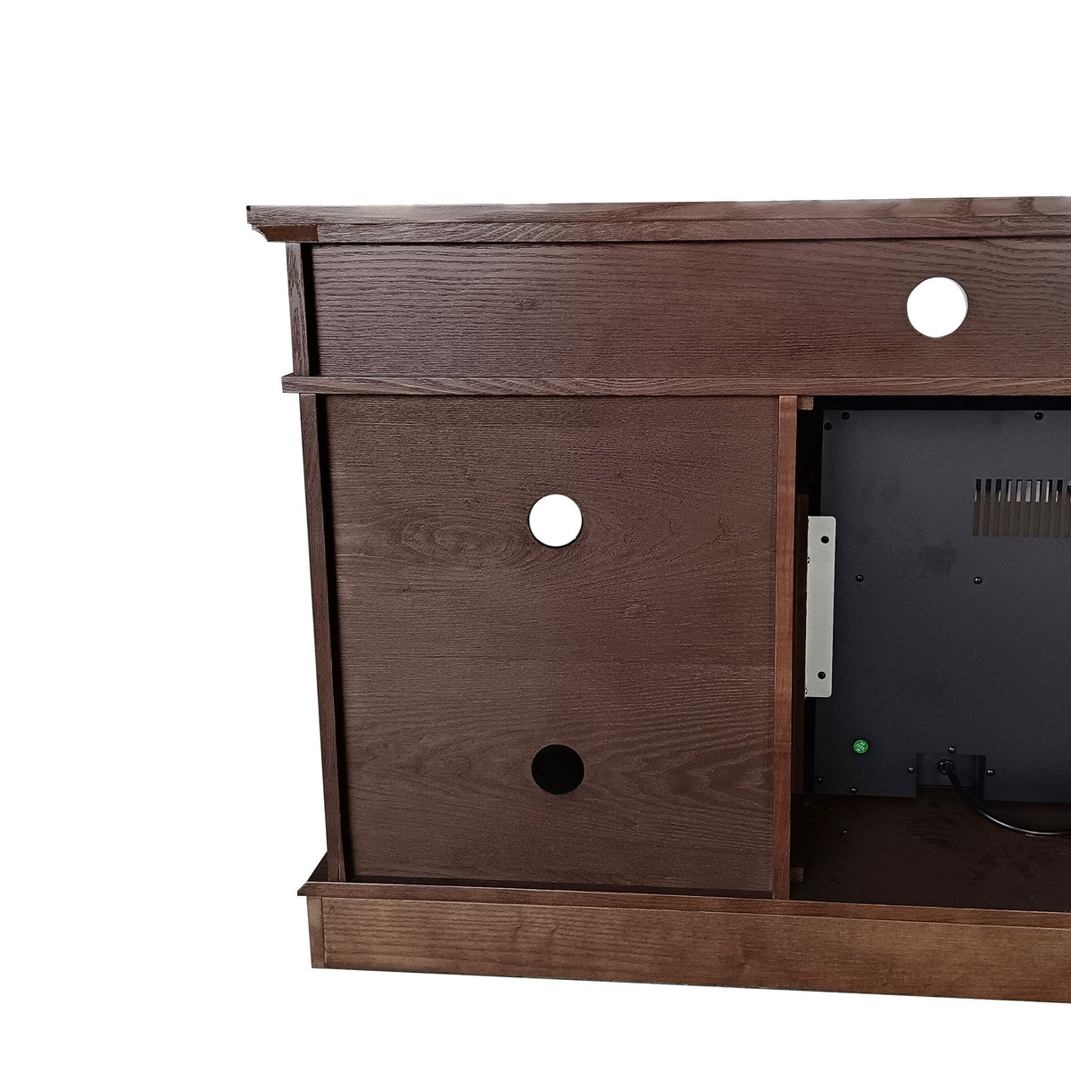 72“ Teak Ash Wood Veneer Fireplace TV stand with Bluetooth