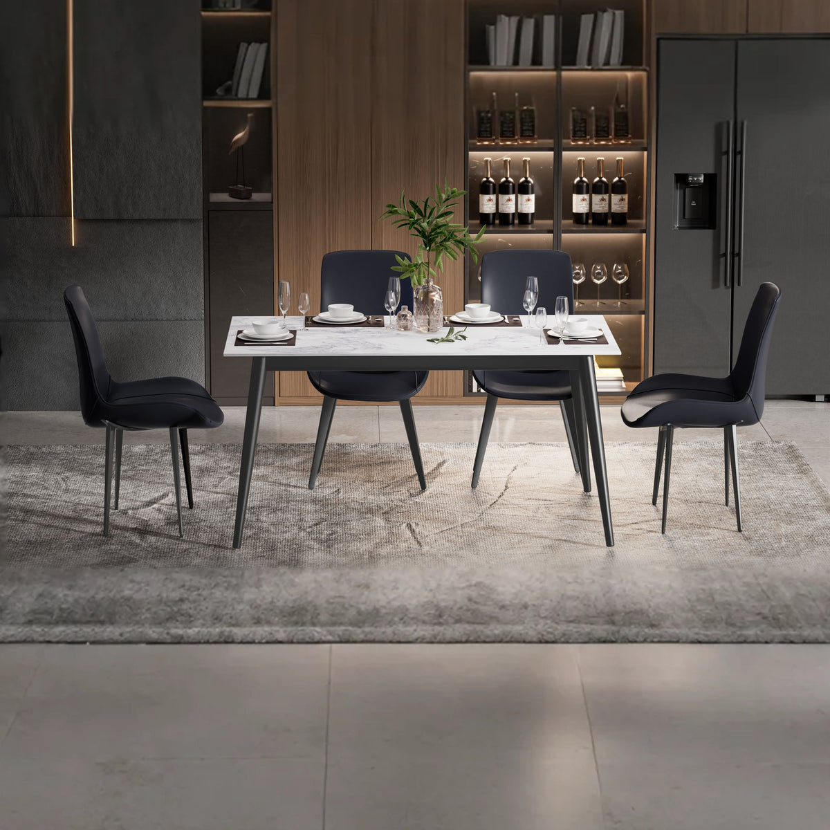 Black Stainless Steel Base Dining table