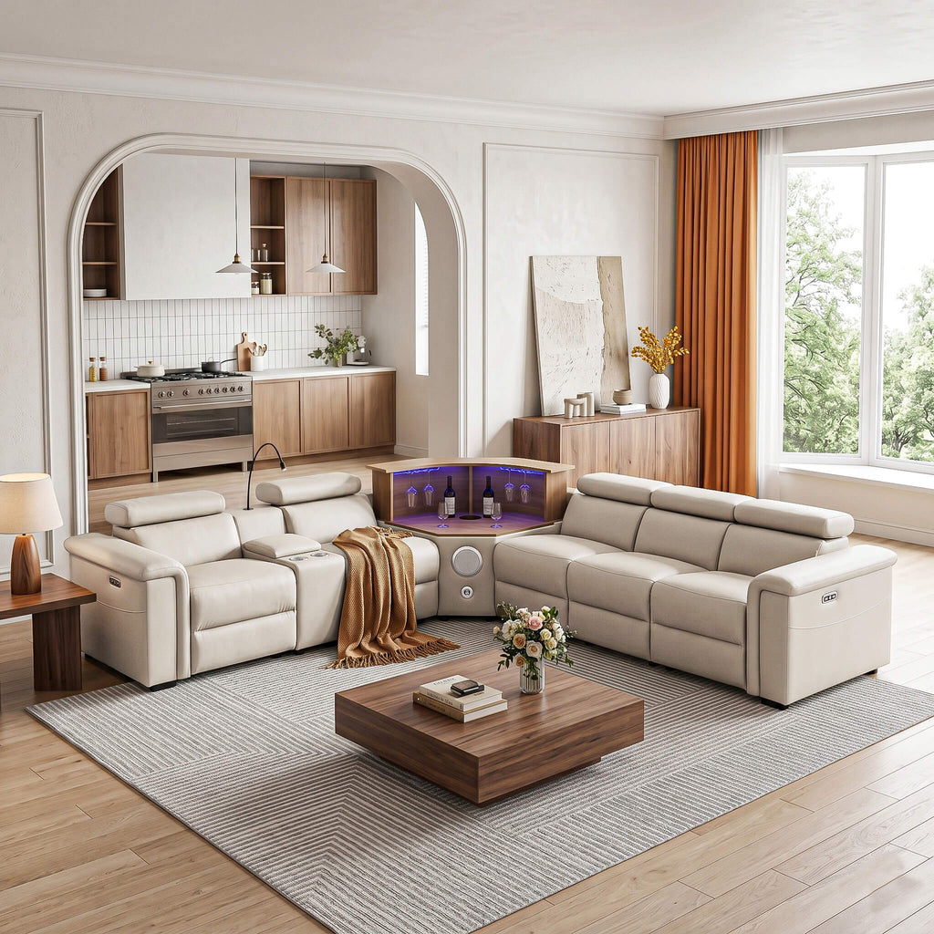 Luxury Leather Power Recliner with Rising Cabinet