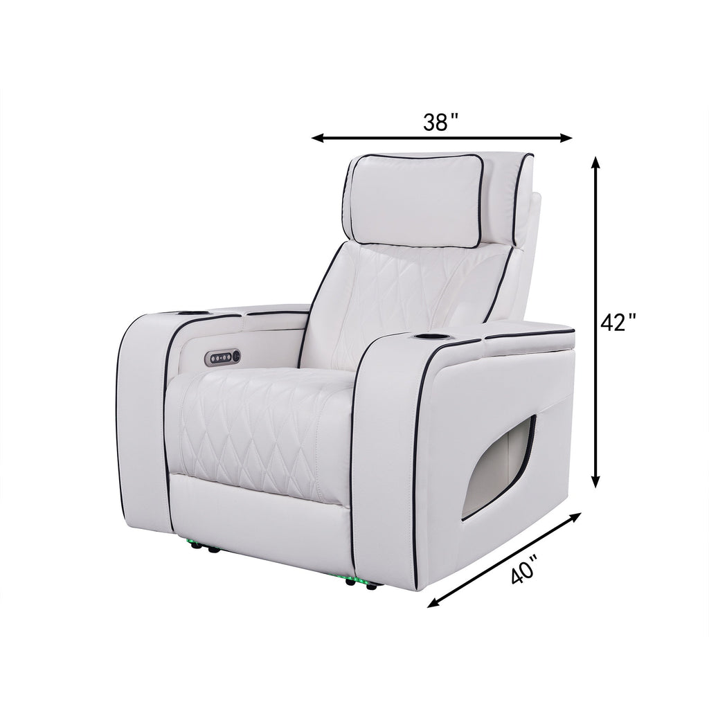 Jessie Power Recliner Chair - Modern White Leather Armchair