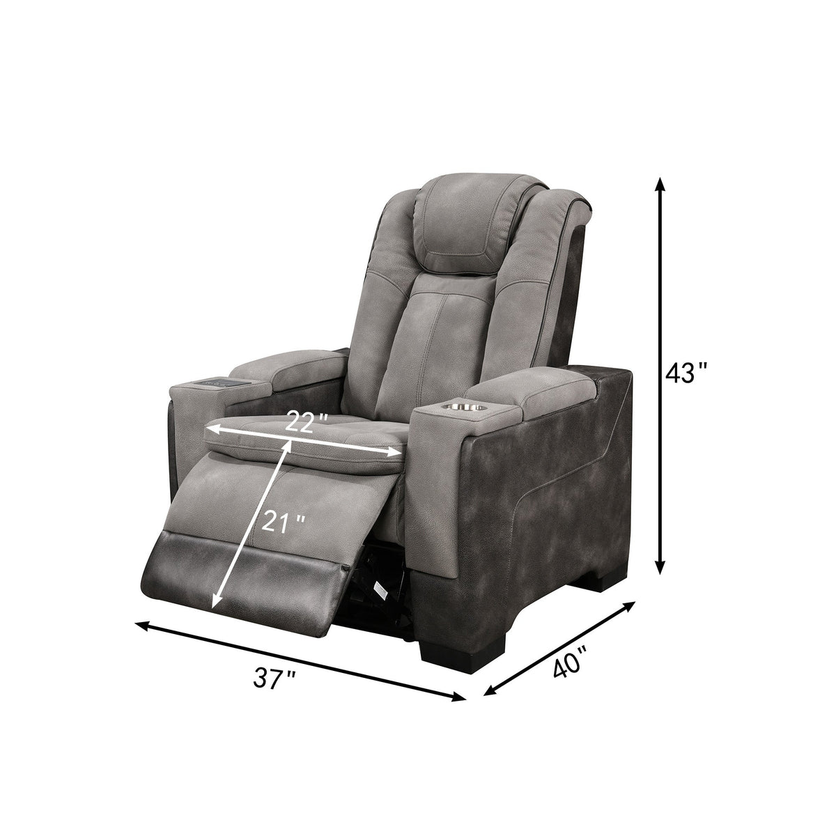 Charlie Gray Power Recliner Chair