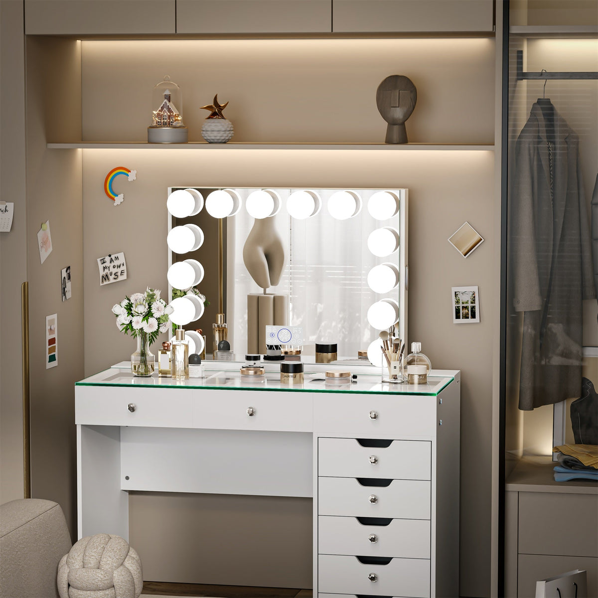 VANITII Marilyn Hollywood Vanity Mirror Pro with Jewelry Organizer