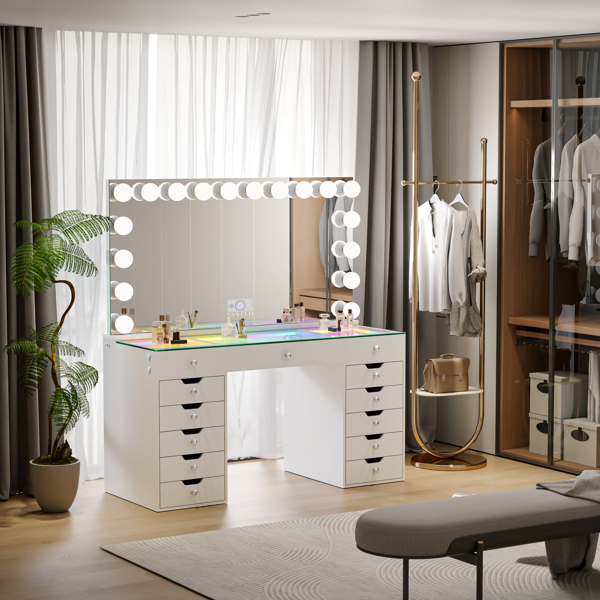 VANITII Eva Vanity Set with 18 Bulbs Hollywood Vanity Mirror