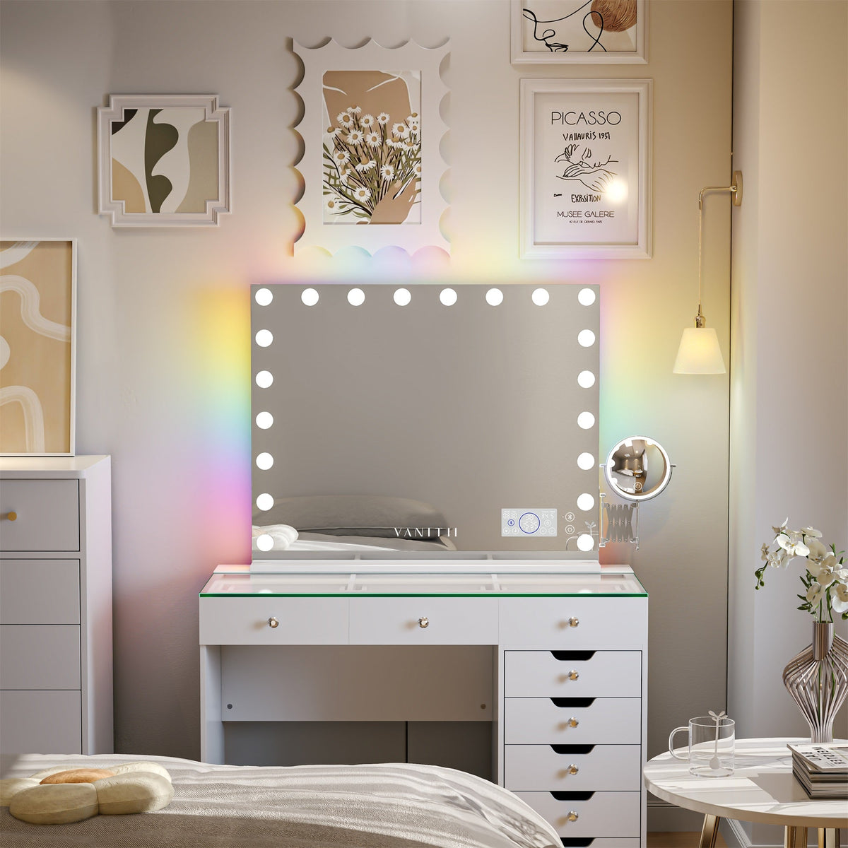 VANITII Hollywood 20 Bulbs Light Mirror with Bluetooth