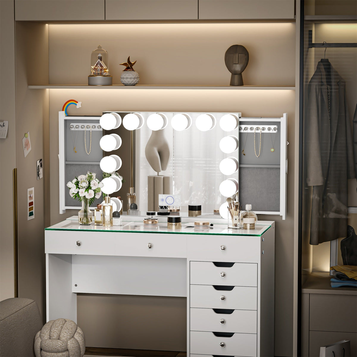 VANITII Marilyn Hollywood Vanity Mirror Pro with Jewelry Organizer