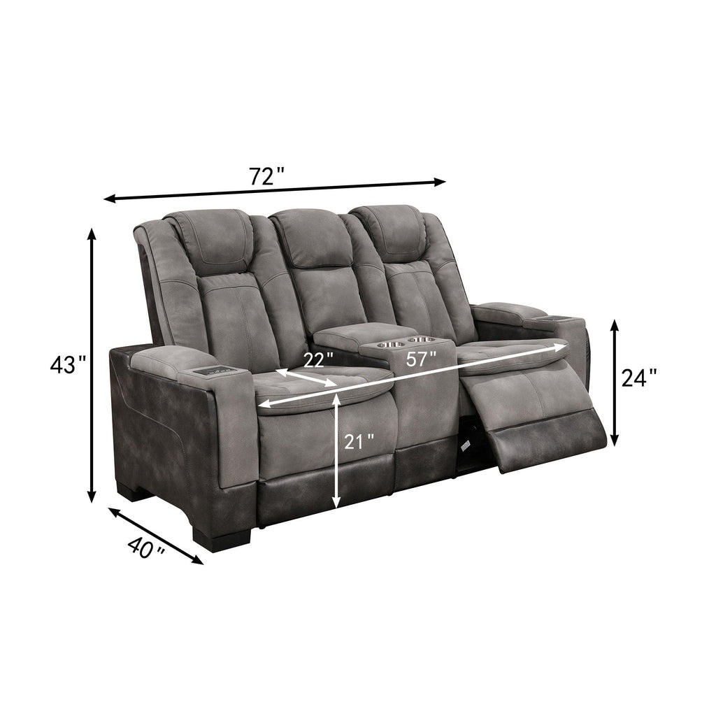 Charlie Modern Gray Power Recliner Loveseat – Dual Power Motion Seating