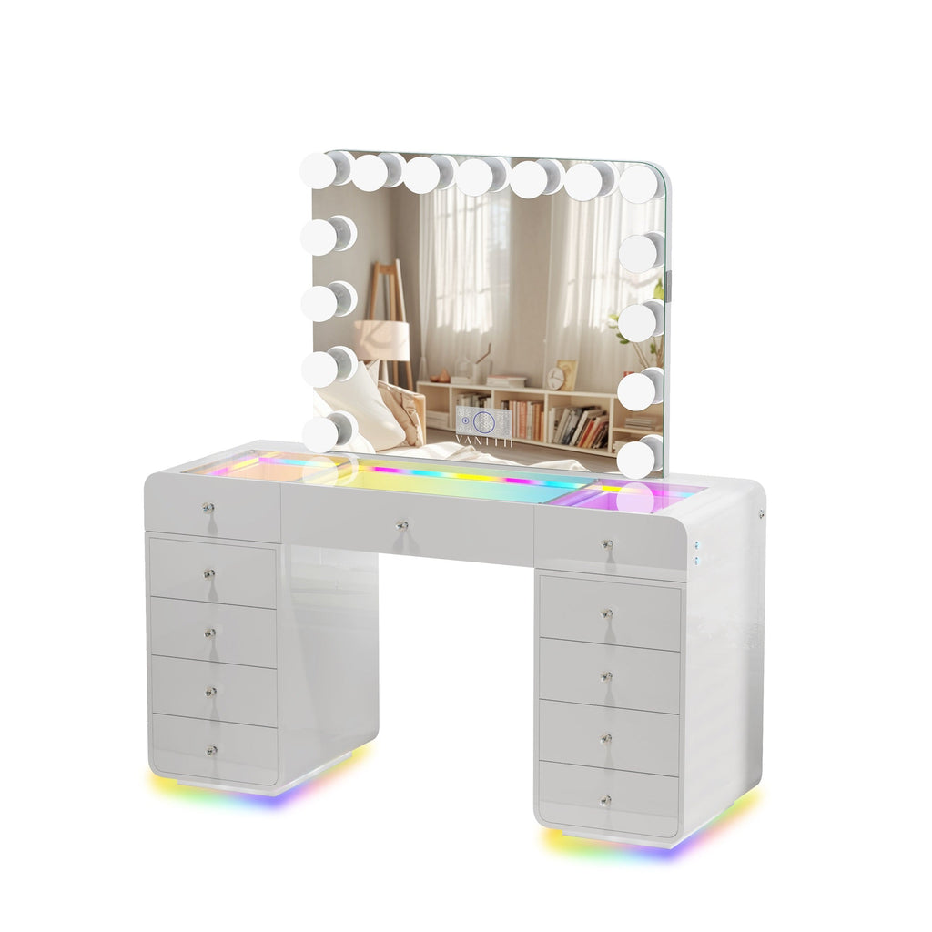 VANITII Catalina Vanity Desk with RGB light including vanity mirror