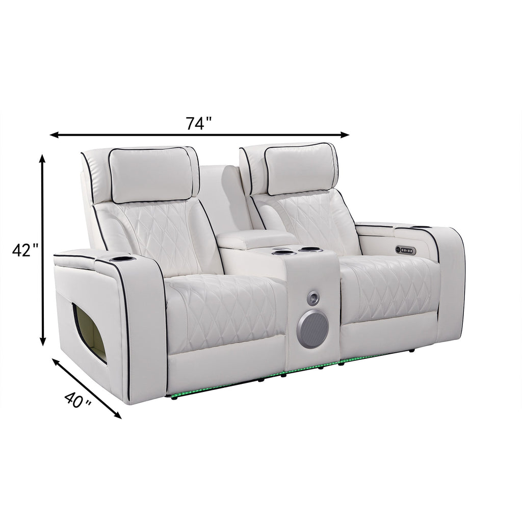 Jessie White Power Recliner 2-seater Loveseat