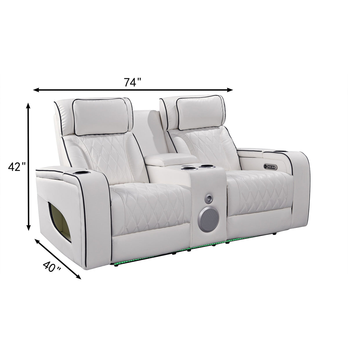 Jessie White Power Recliner 2-seater Loveseat