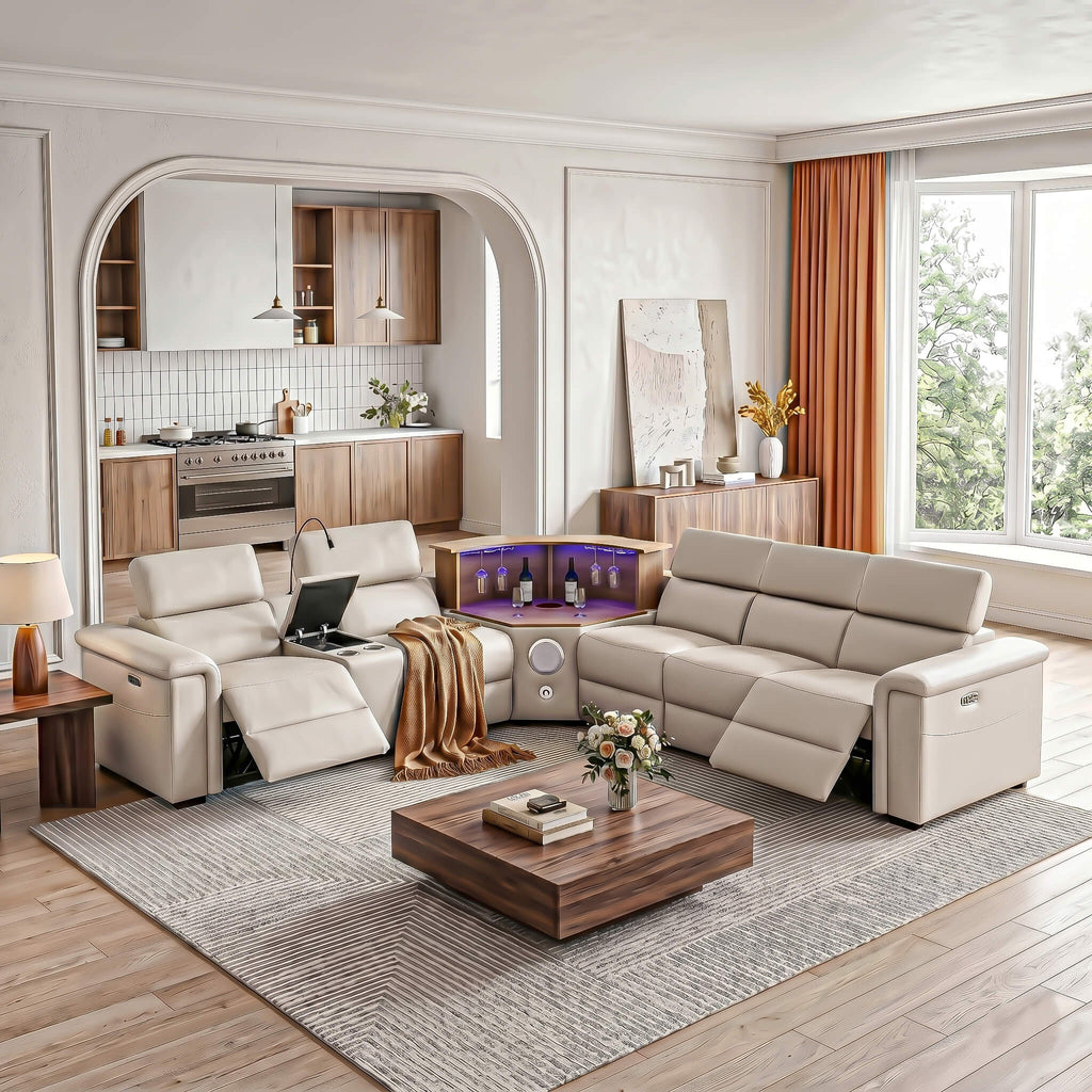 Luxury Leather Power Recliner with Rising Cabinet