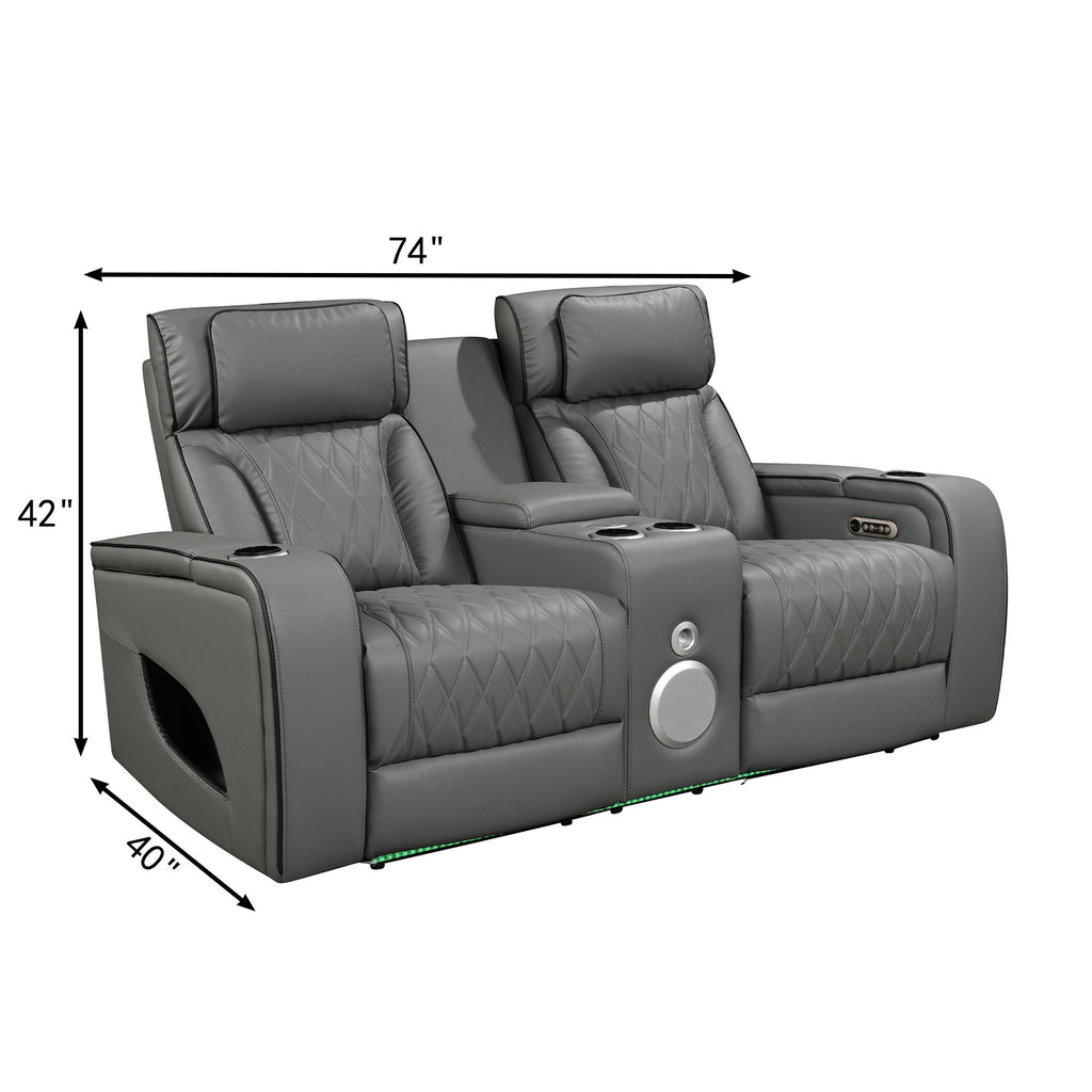Jessie Power Recliner Gray 2-seater Loveseat