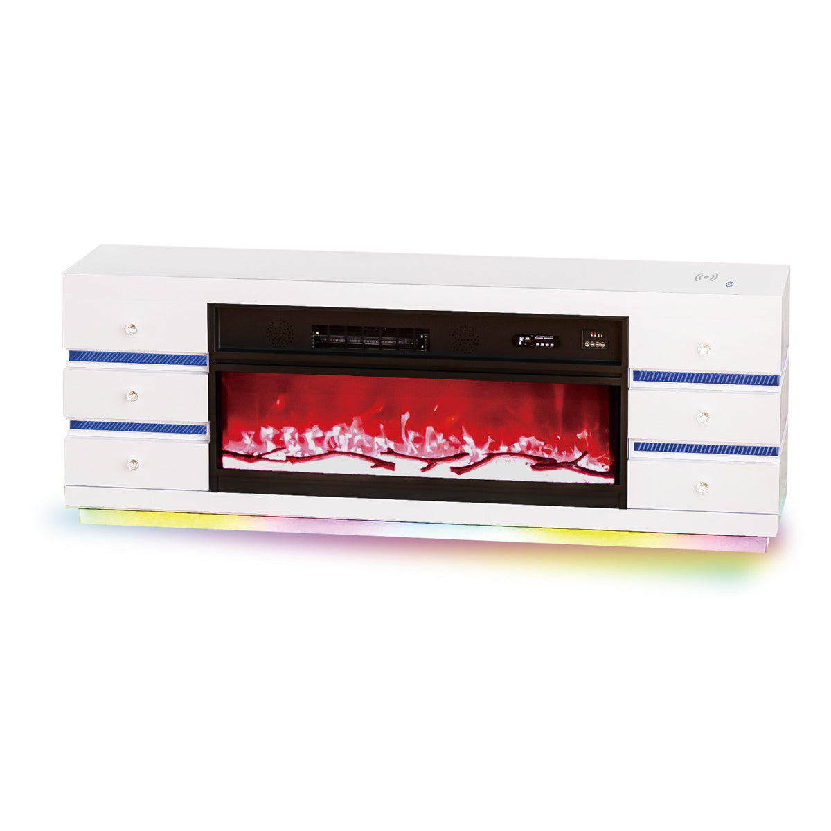 Fully Assembled 70" Multi-Flame Colors TV Stand LED Fireplace