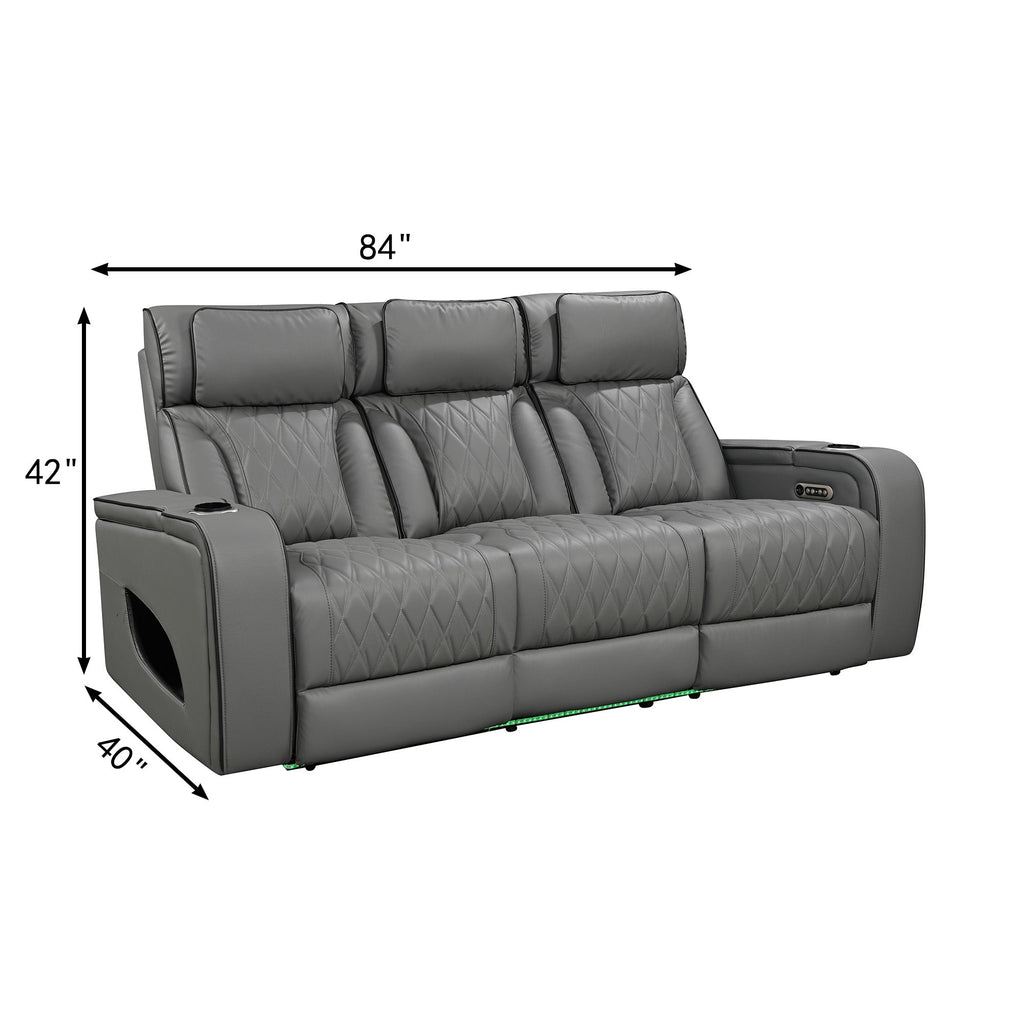 Jessie Power Recliner Gray 3-seater Sofa
