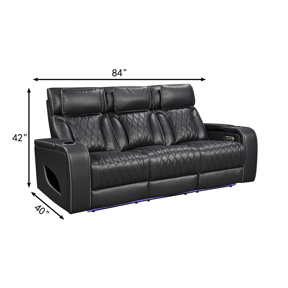 Jessie Power Recliner Black 3-seater Sofa