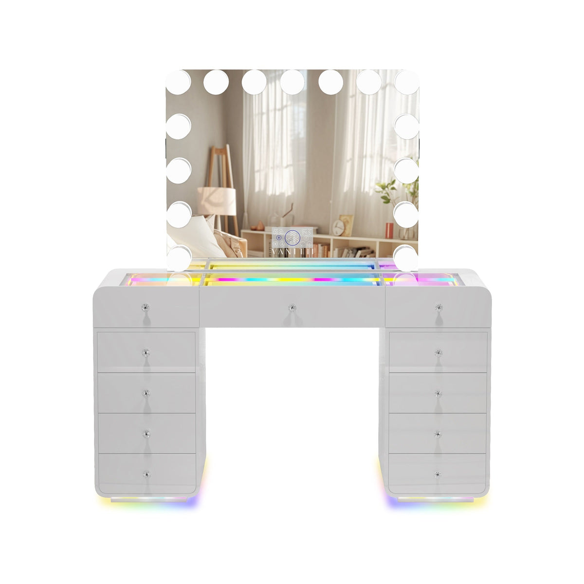 VANITII Catalina Vanity Desk with RGB light including vanity mirror