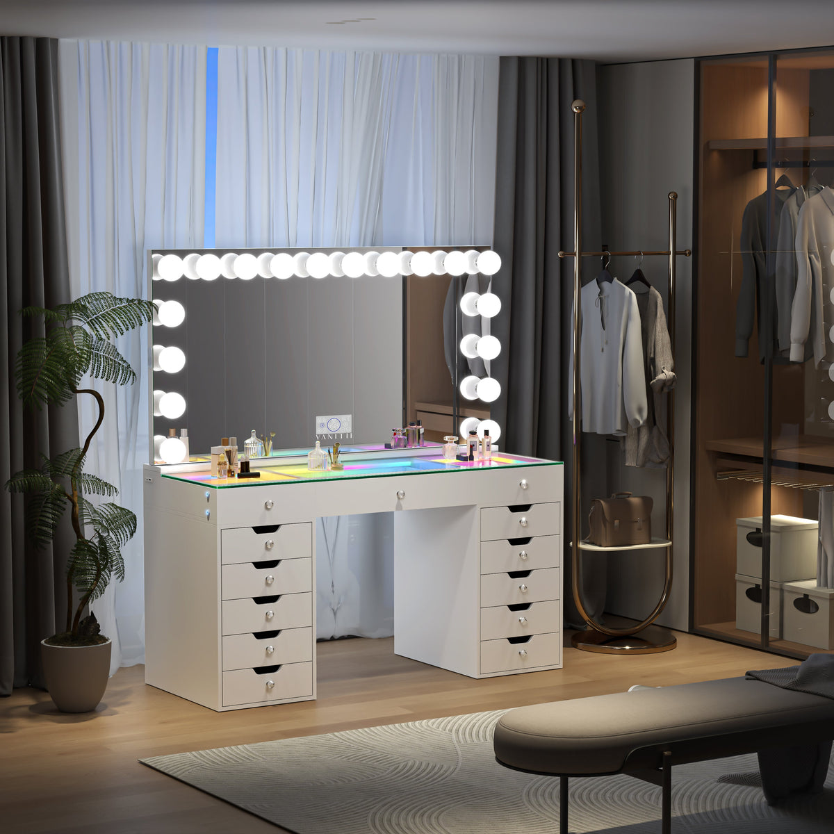 VANITII Eva Vanity Set with 18 Bulbs Hollywood Vanity Mirror