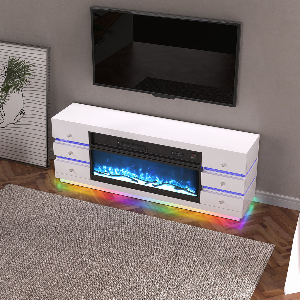 Fully Assembled 70" Multi-Flame Colors TV Stand LED Fireplace