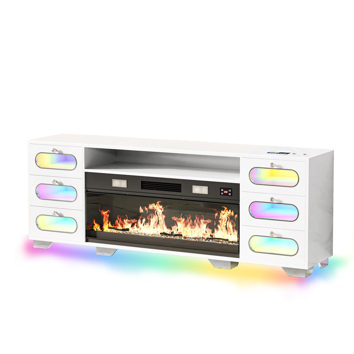 Fully assembled 71“ TV Stand with Fireplace