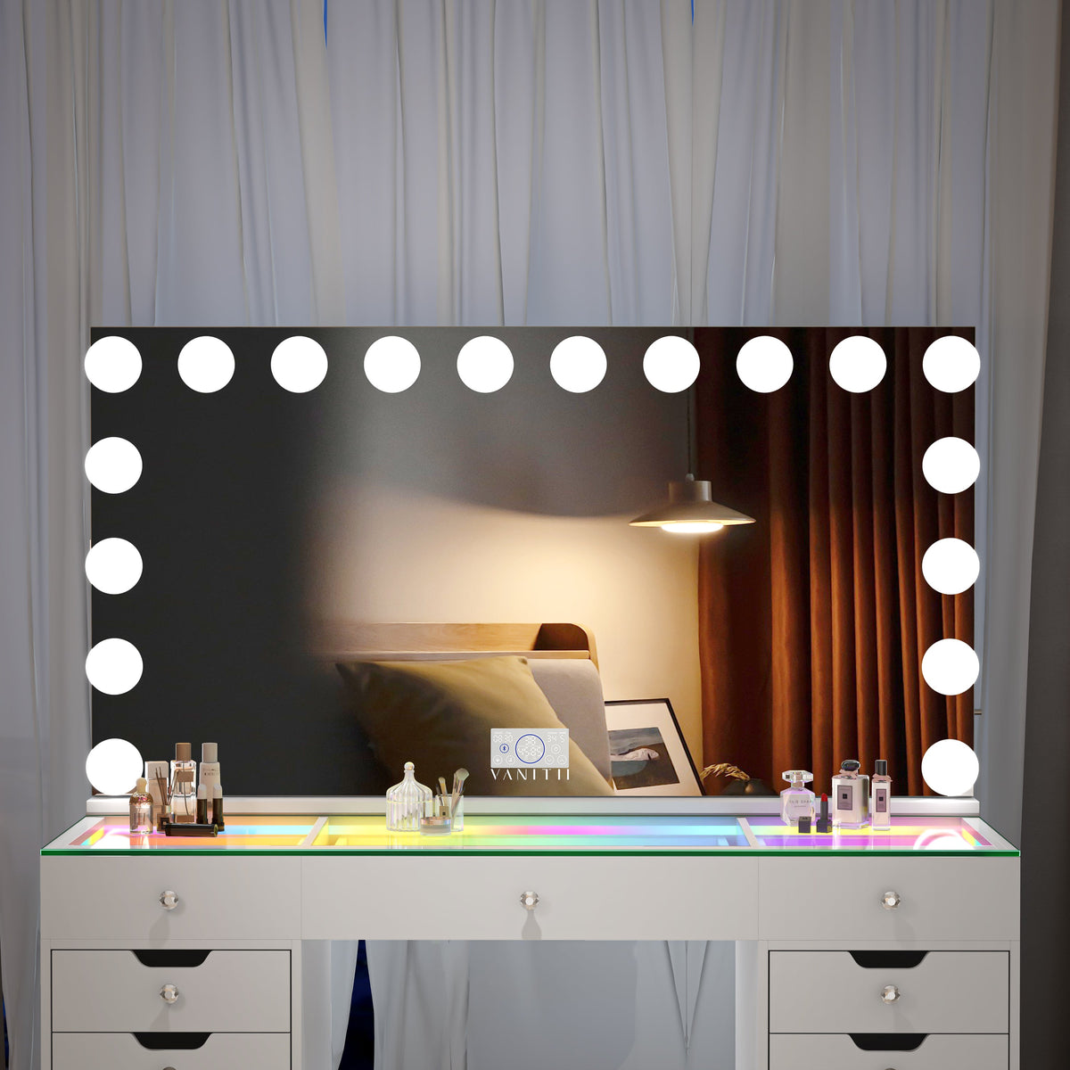 VANITII Eva Vanity Set with 18 Bulbs Hollywood Vanity Mirror