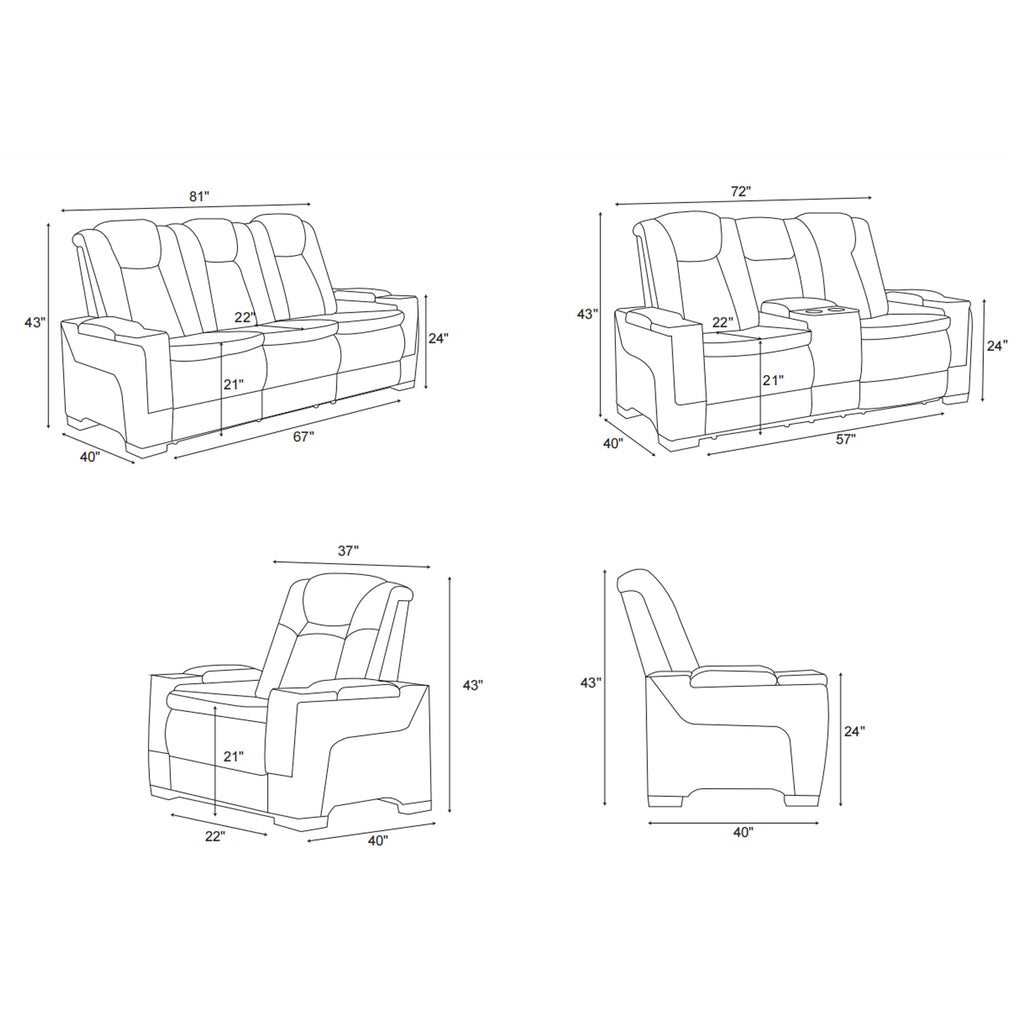 Charlie Gray Power Recliner Sofa & Loveseat & Chair