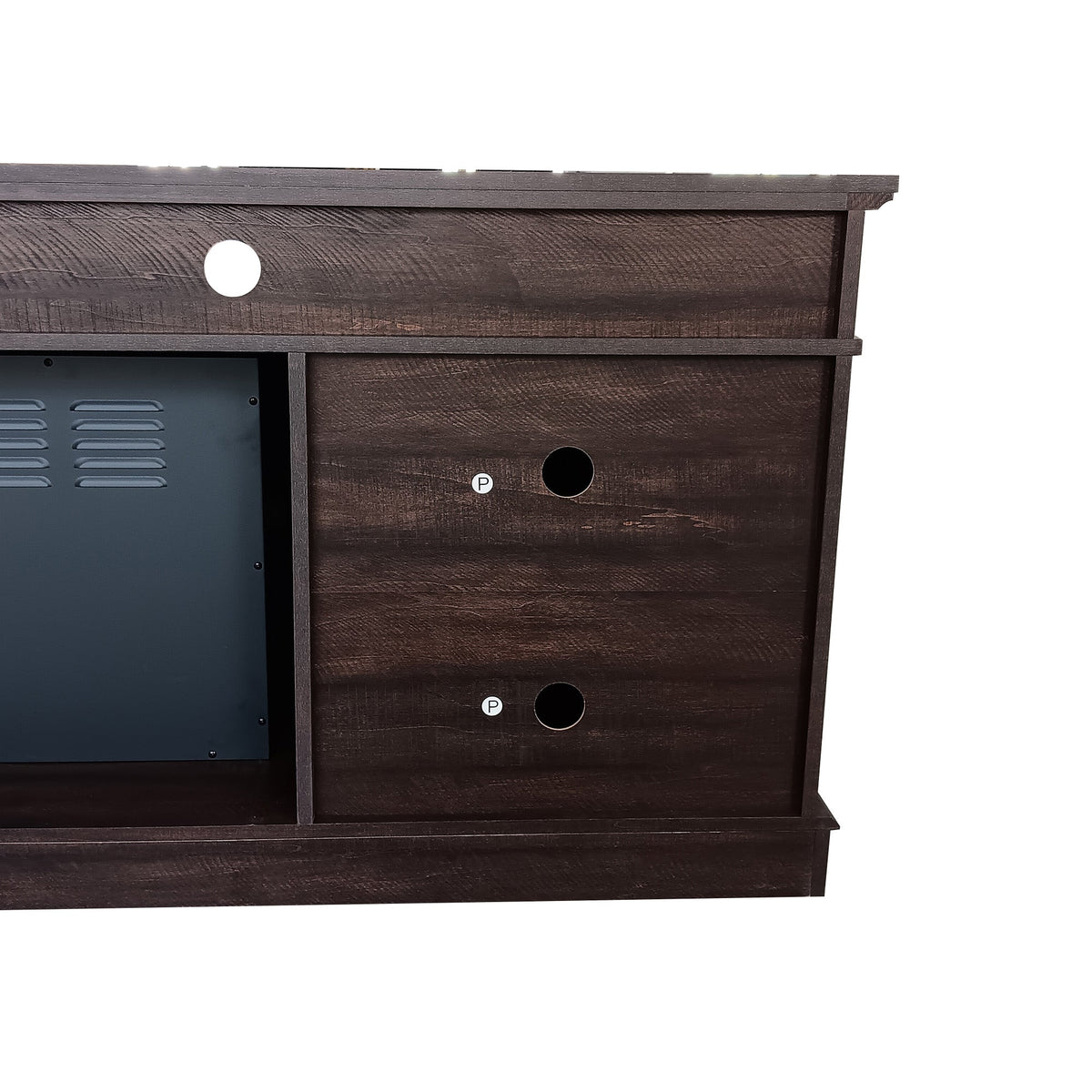 72" Brown Oak Melamine Veneer Fireplace TV stand with Bluetooth