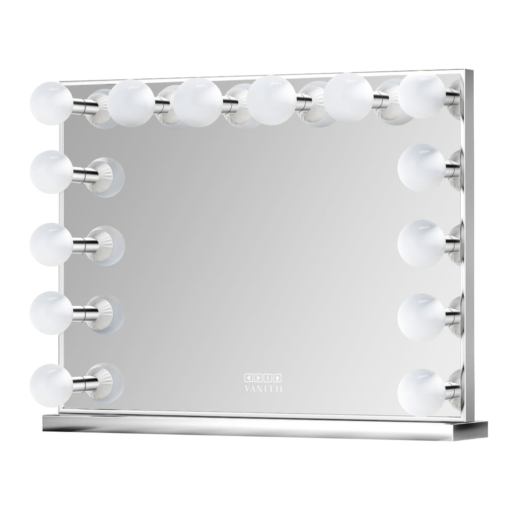 VANITII Chanel Silver Hollywood Vanity Mirror - 14 Dimmable LED Bulbs