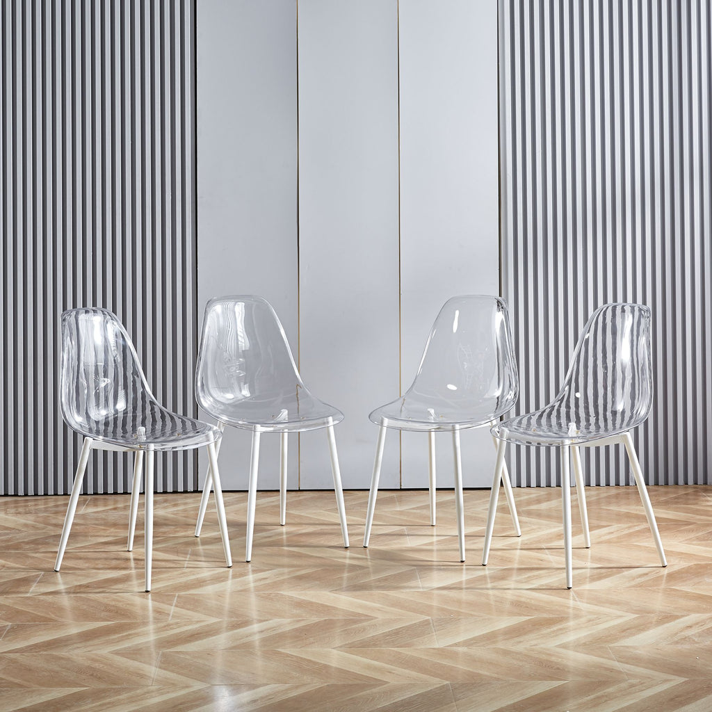 Clear Acrylic Accent Side Chairs w/ Metal Legs for Dining/Kitchen/Living Room 2pCS/CTN