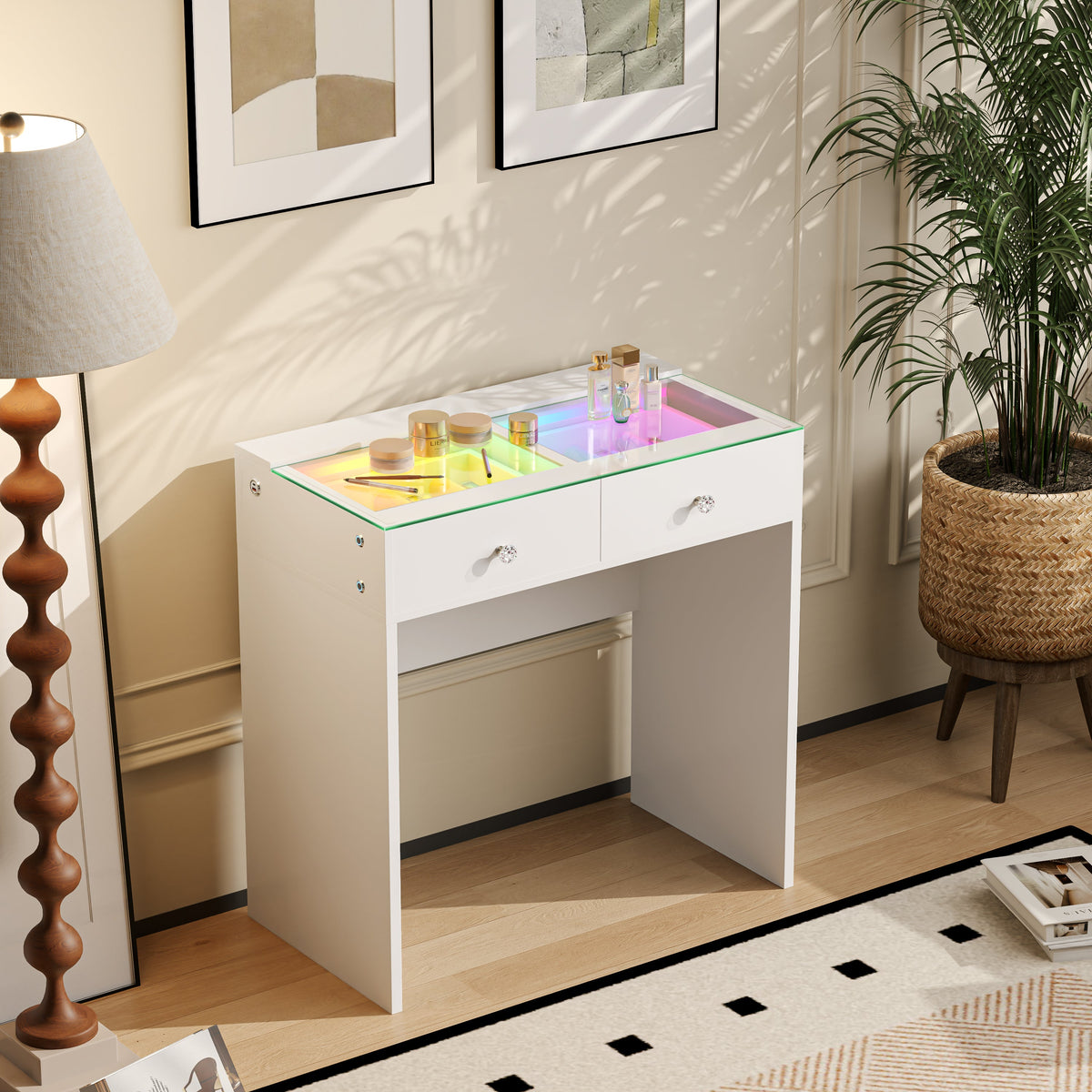 VANITII Scarlet 2 Top Drawers Vanity Desk