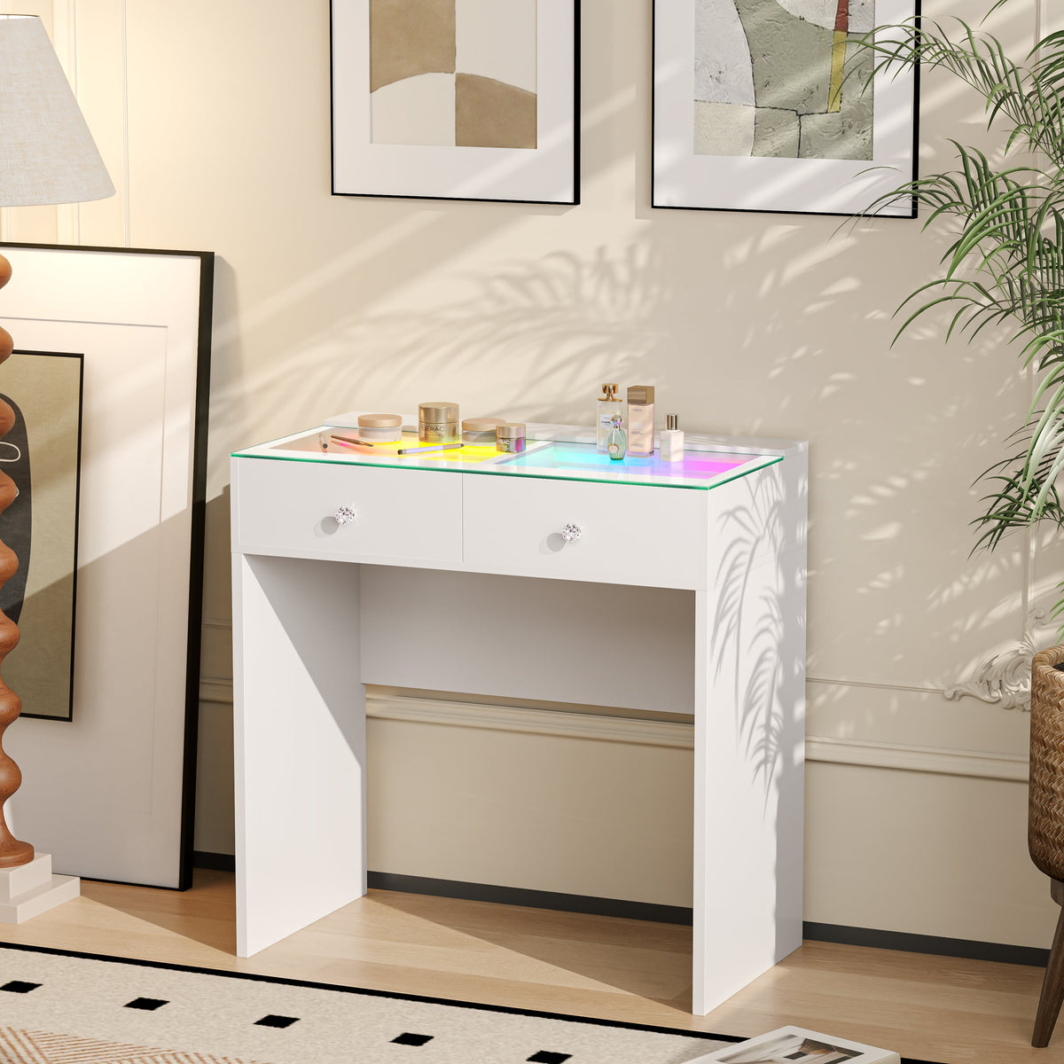 VANITII Scarlet 2 Top Drawers Vanity Desk