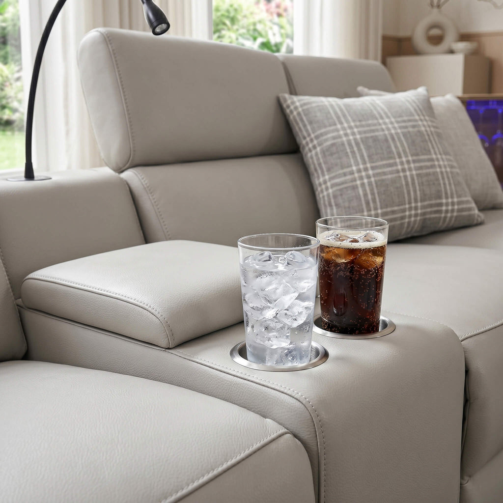 Luxury Leather Power Recliner with Rising Cabinet