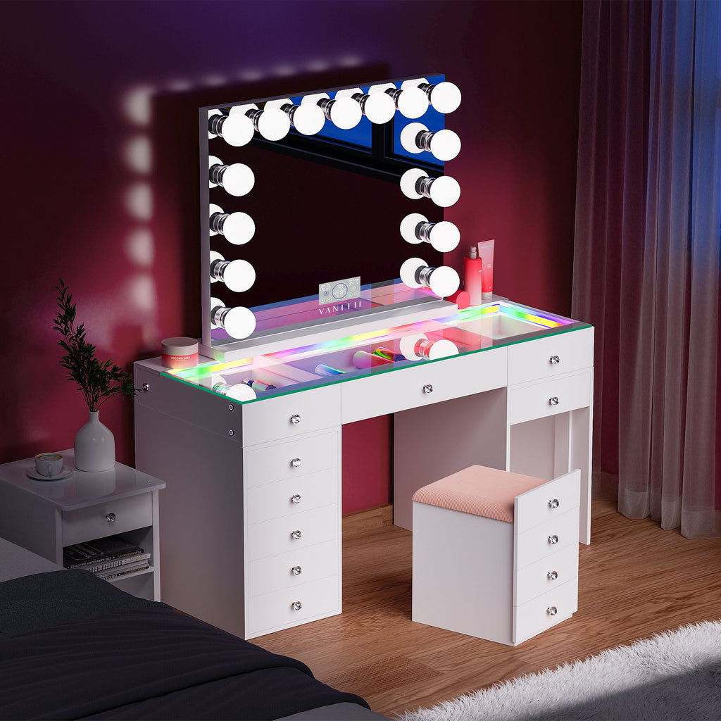 VANITII Eva Vanity Set-12 Storage Drawers Set with Marilyn Vanity Mirror