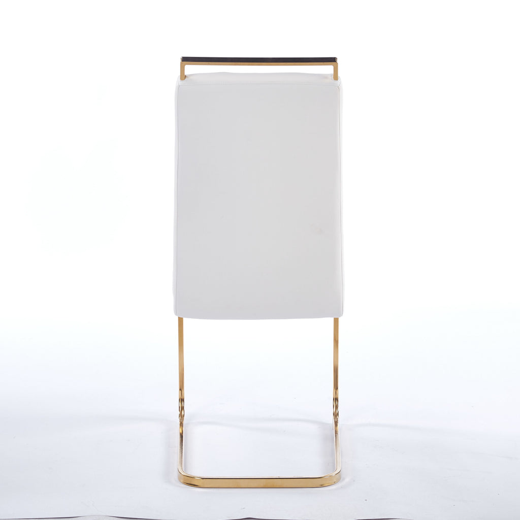 Contemporary Cantilever Dining Chair, Leather Upholstery with Golden Metal Base 4pCS/CTN