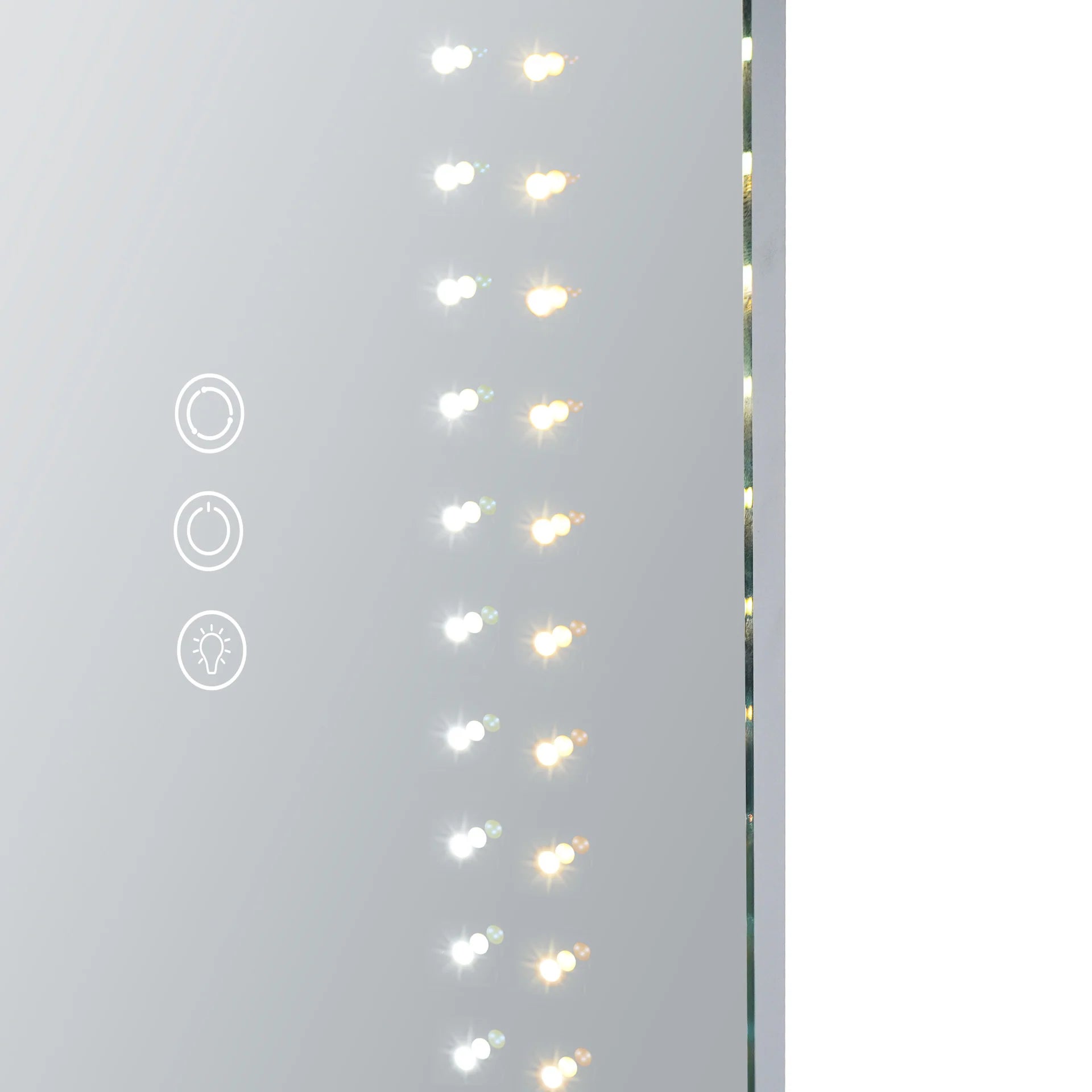 String of lights on a white background with control icons.