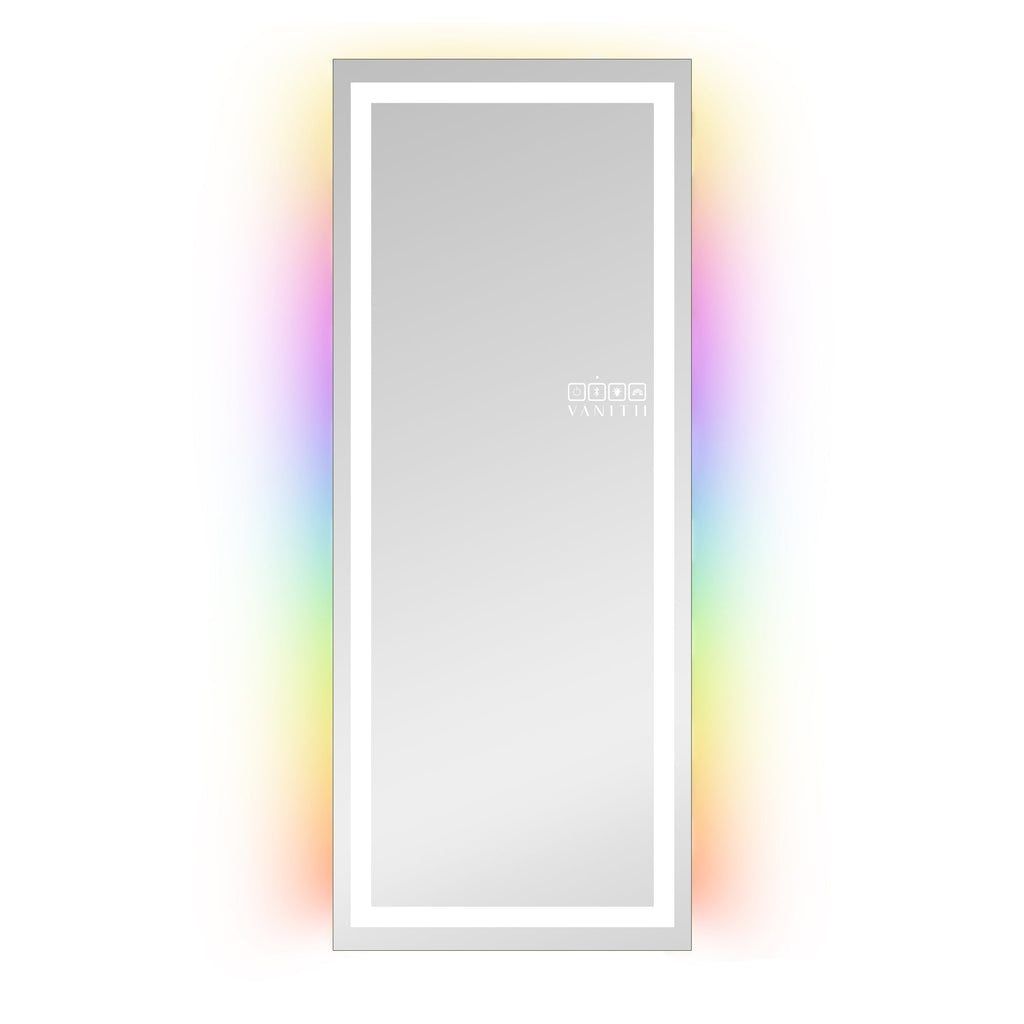Vanitii luxury full length vanity mirror pro with integrated touch controls and colorful edge lighting