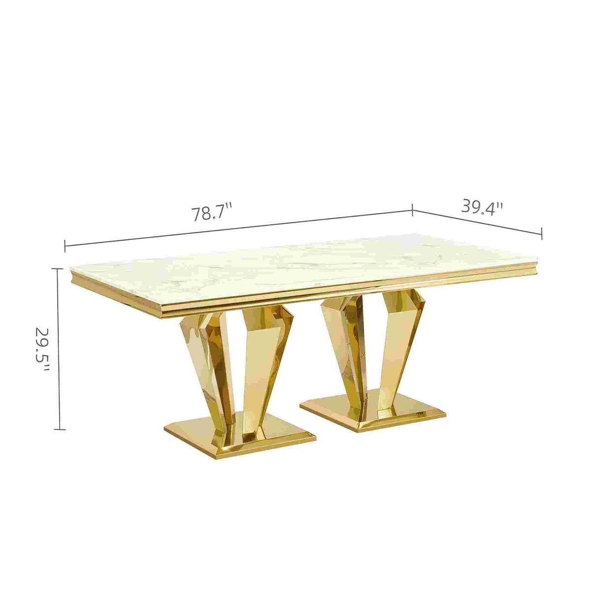 Modern Black Marble Dining Table with 201 Stainless Steel Gold Frame, 6-Person