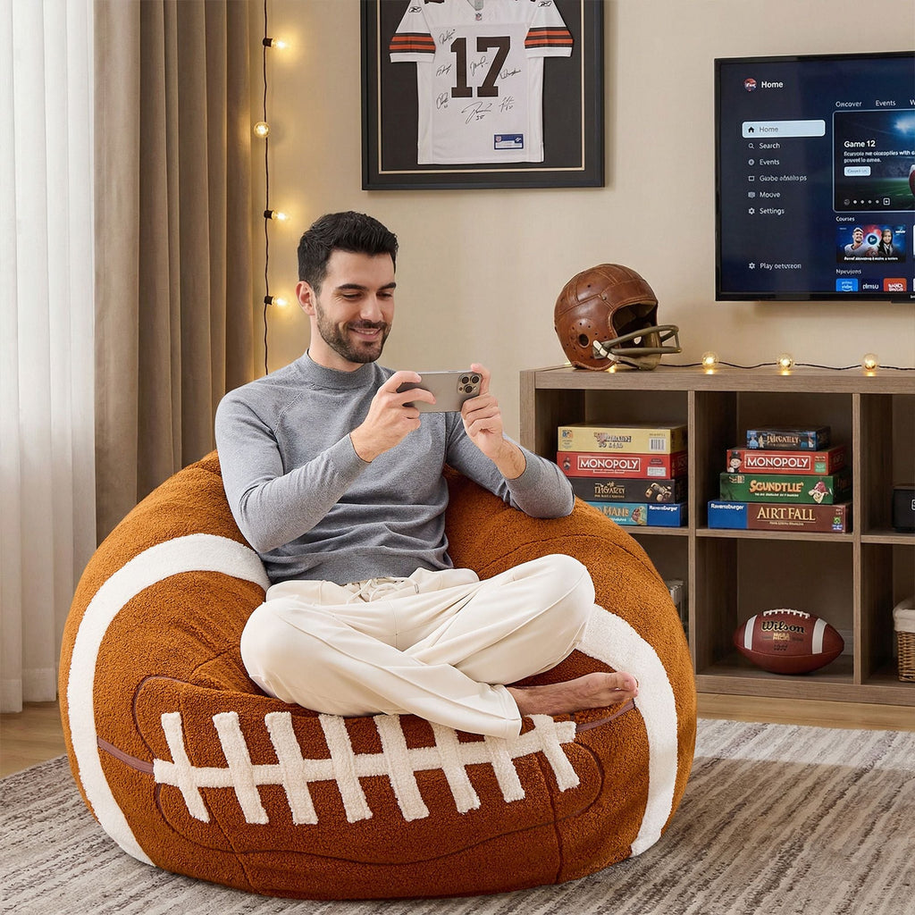 Oversized Sports Bean Bag Chair - Giant Plush Sofa with Filler