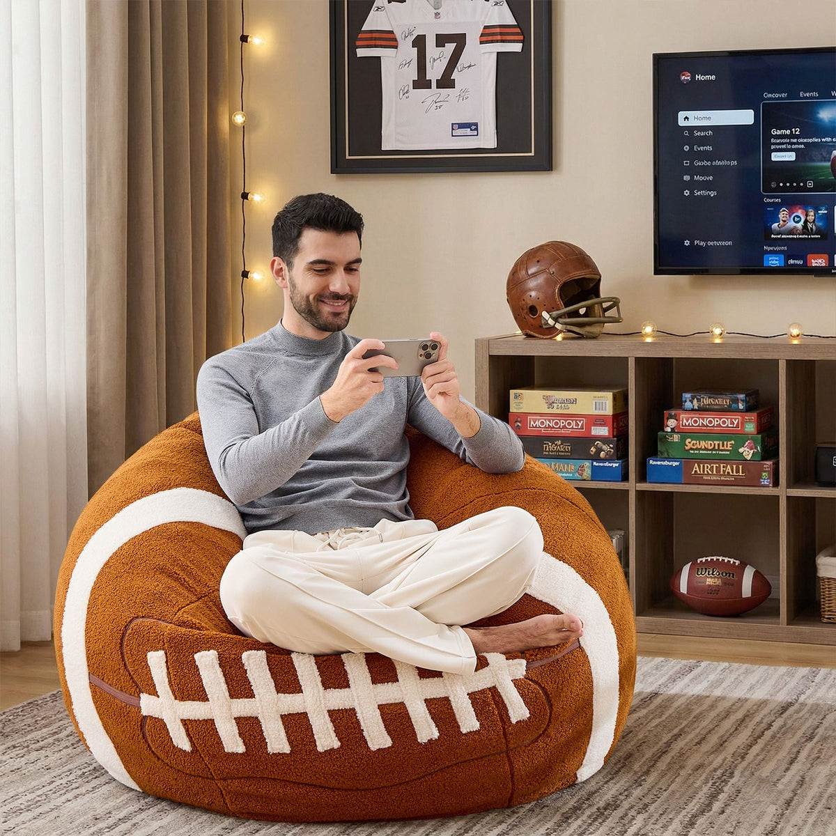 Oversized Sports Bean Bag Chair - Giant Plush Sofa with Filler