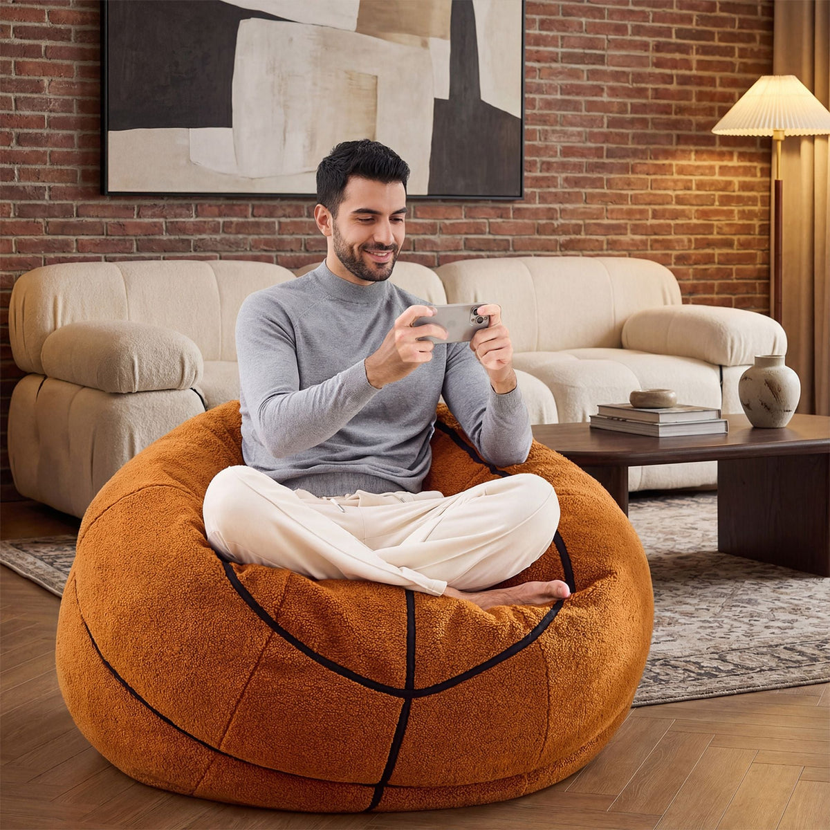 Oversized Sports Bean Bag Chair - Giant Plush Sofa with Filler
