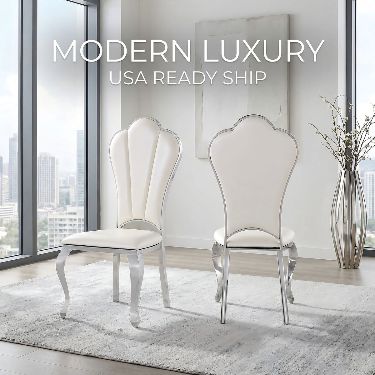 201 Stainless Steel PU Dining Chair ,Luxury Upholstered  Chair  4pcs/CTN