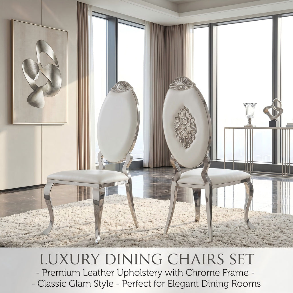 Luxury Carved Back Dining Chair，Gold/Silver 201 Stainless Steel Dining Chair 4pcs/CTN