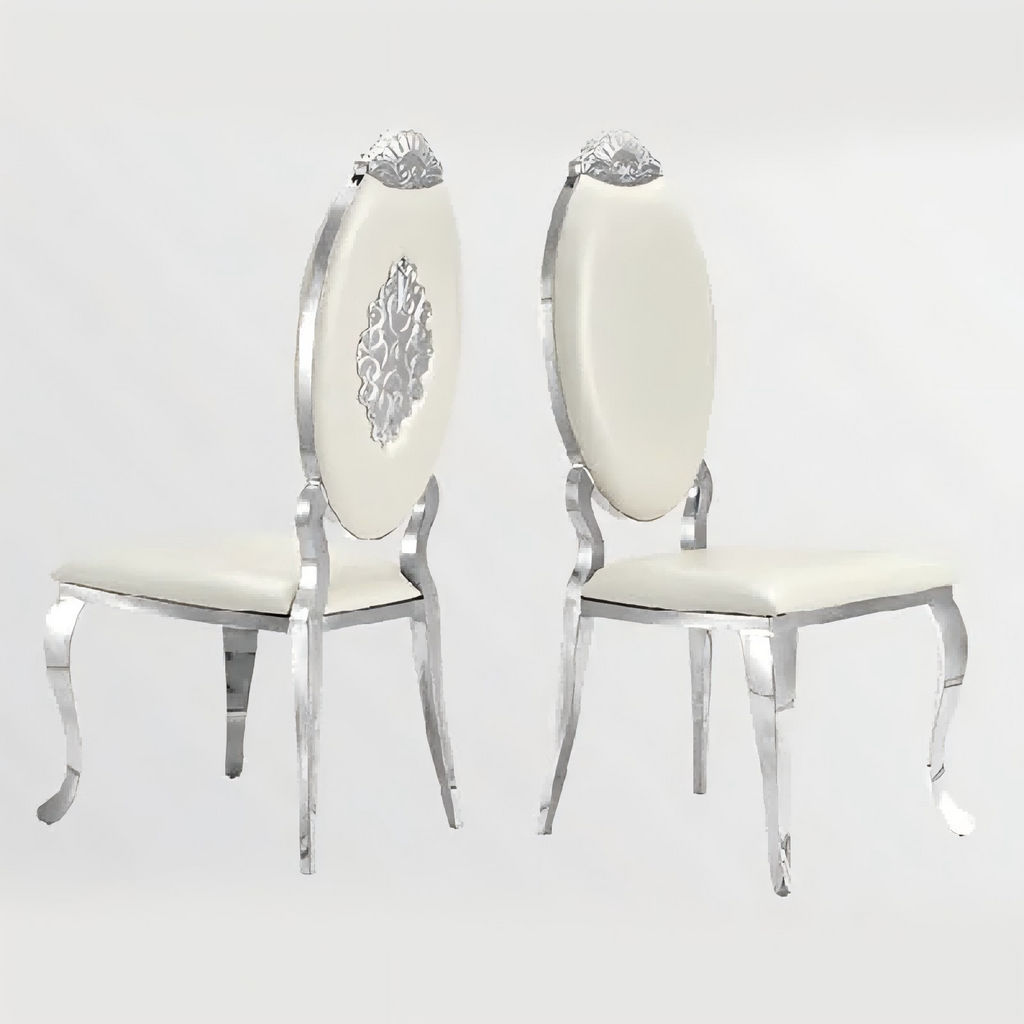 Luxury Carved Back Dining Chair，Gold/Silver 201 Stainless Steel Dining Chair 4pcs/CTN