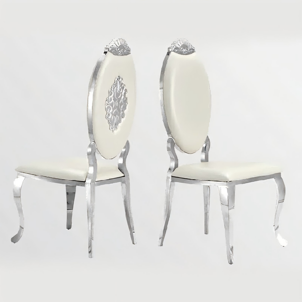 Luxury Carved Back Dining Chair，Gold/Silver 201 Stainless Steel Dining Chair 4pcs/CTN