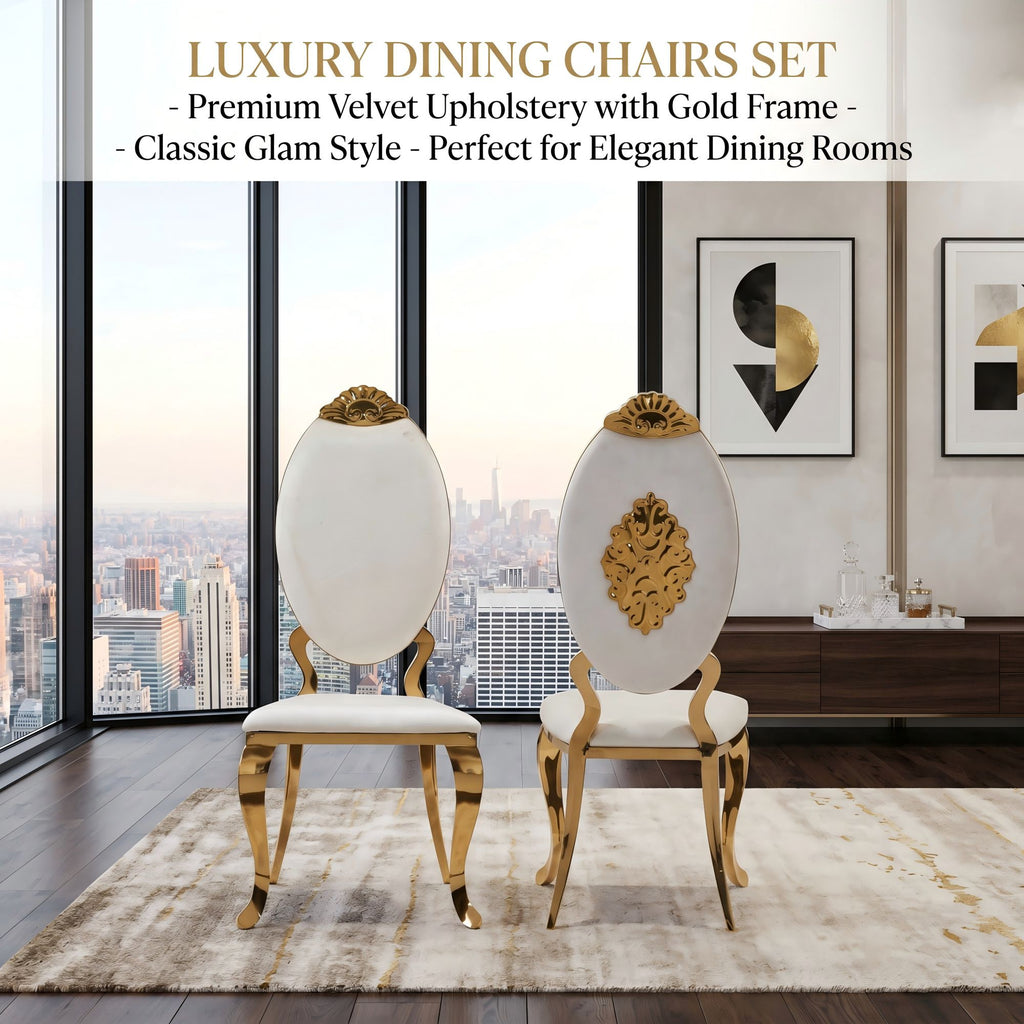 Luxury Carved Back Dining Chair，Gold/Silver 201 Stainless Steel Dining Chair 4pcs/CTN
