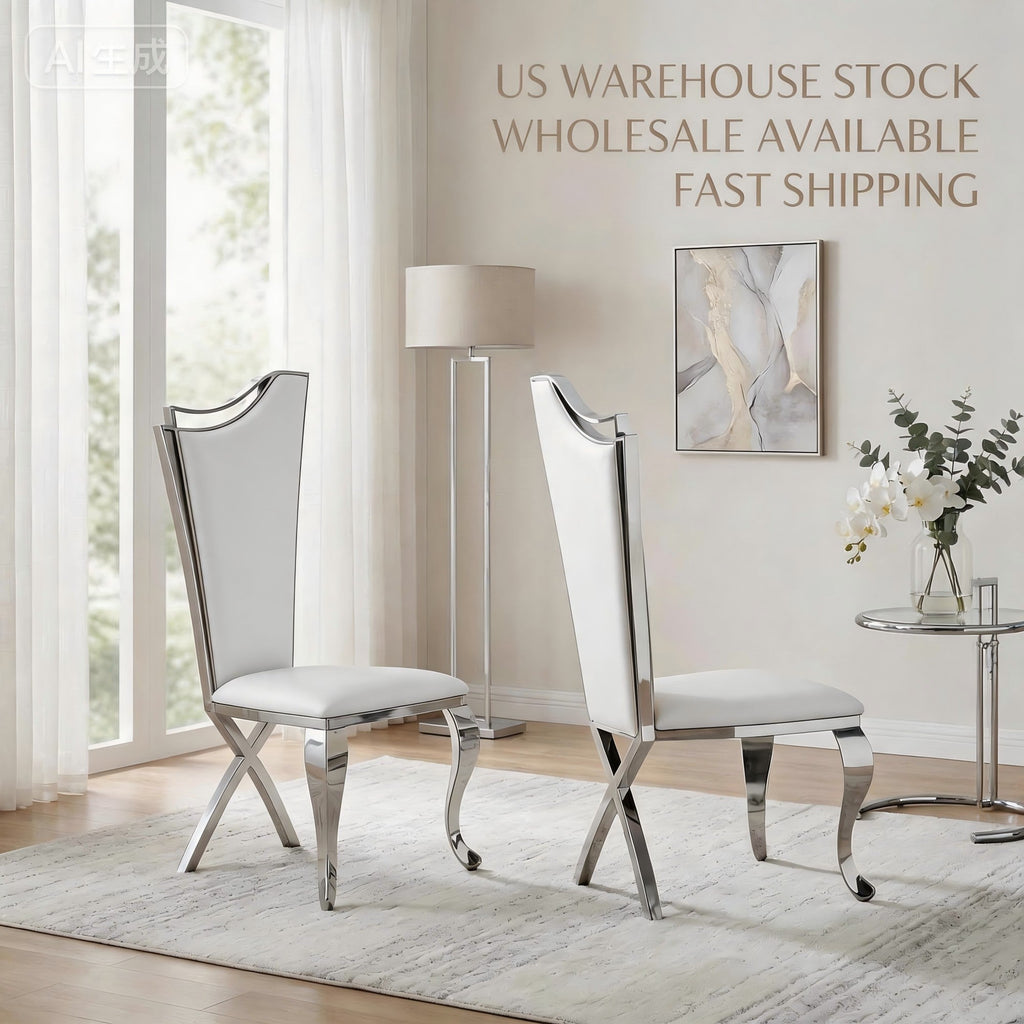 Elegant Wingback Dining  Chair， 201# stainless steel dining chair 4pcs/CTN