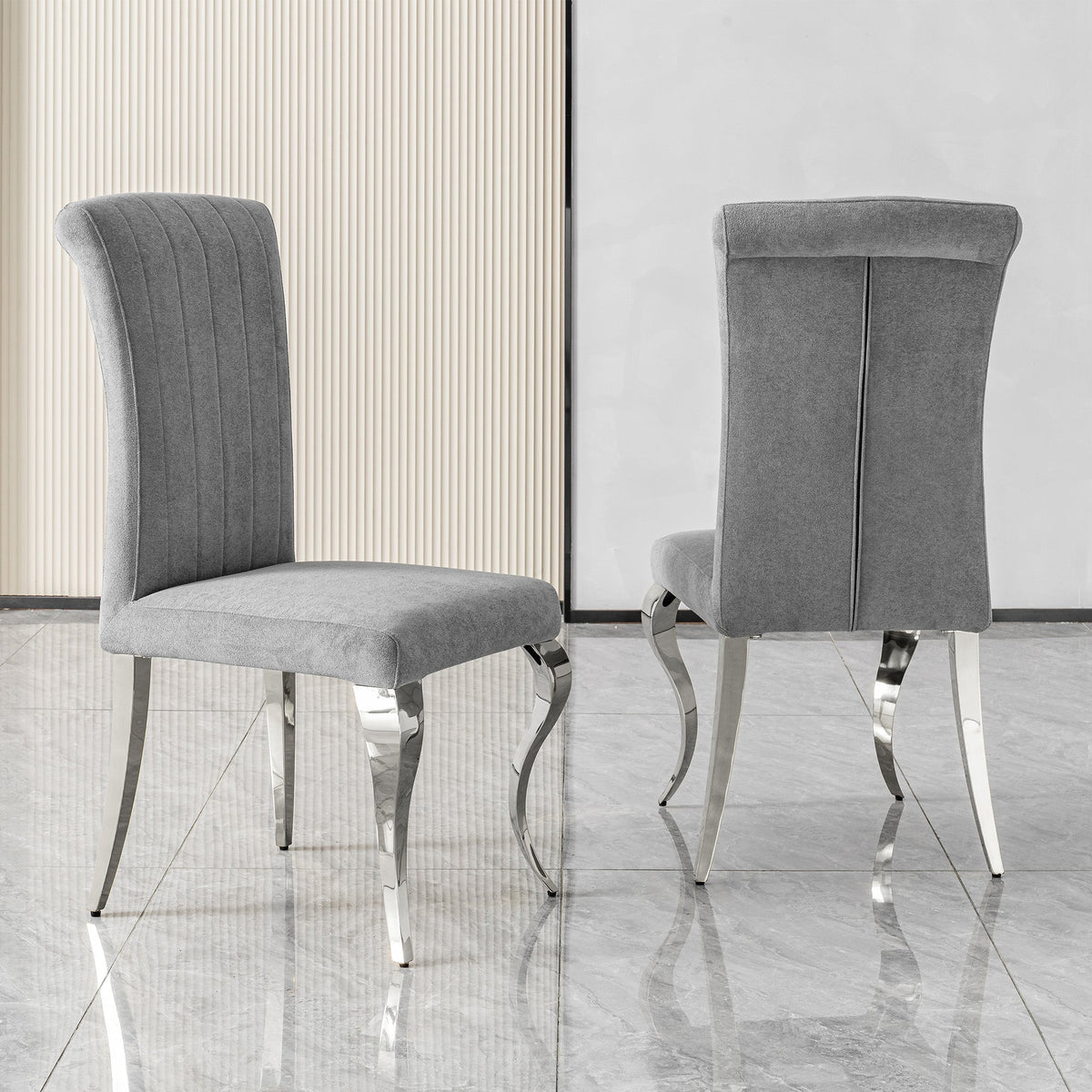 Modern High Back dining chair，201 Stainless Steel  6pcs/CTN