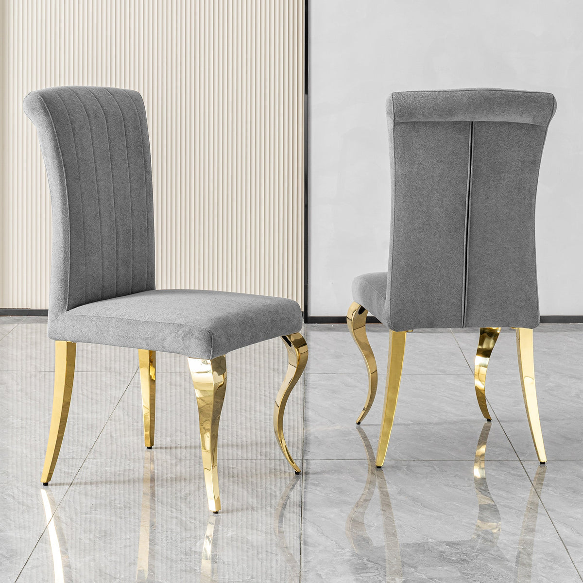 Modern High Back dining chair，201 Stainless Steel  6pcs/CTN