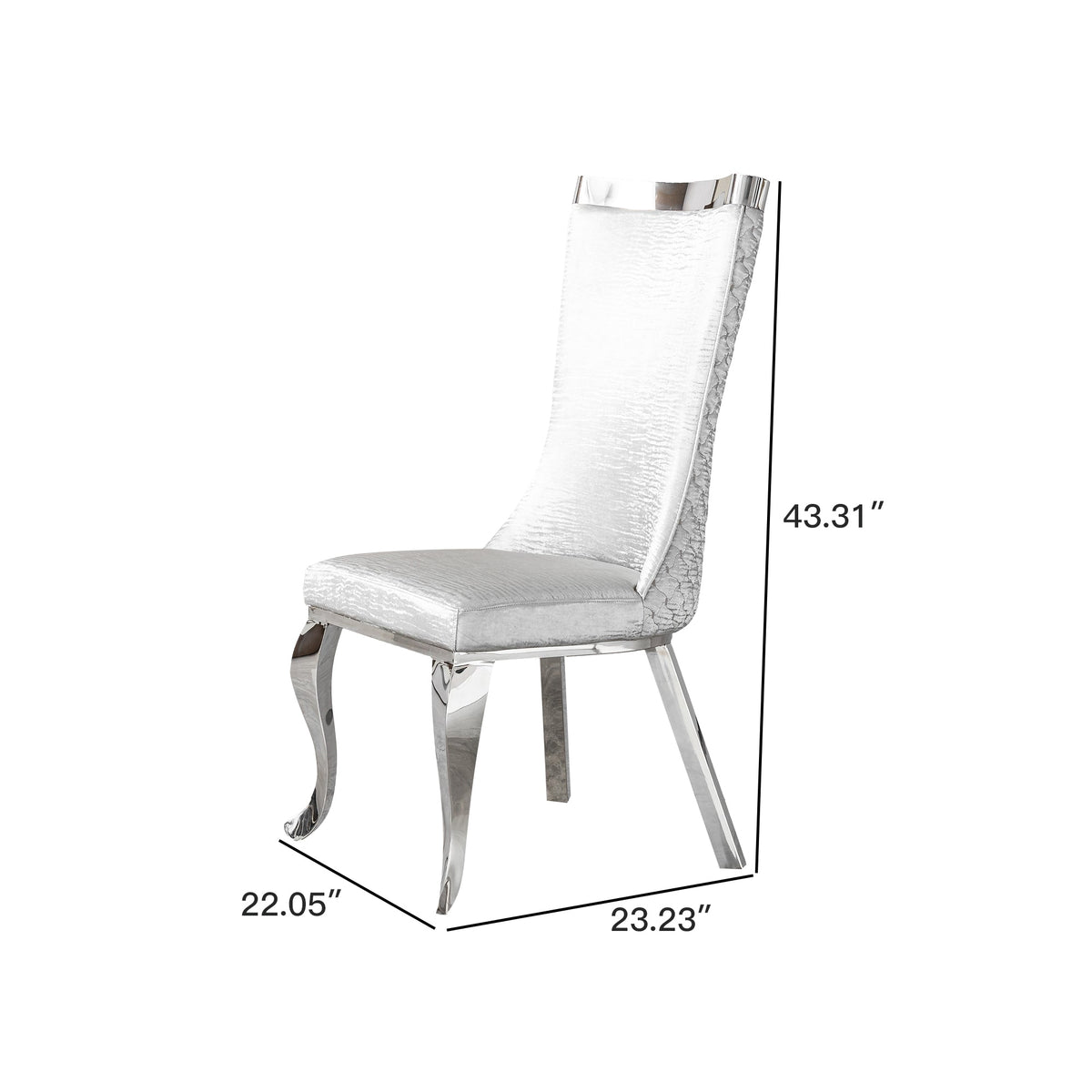 201 Stainless Steel Dining Chair，Modern High Back ，Luxury Curved Leg  Chair 4pcs/CTN