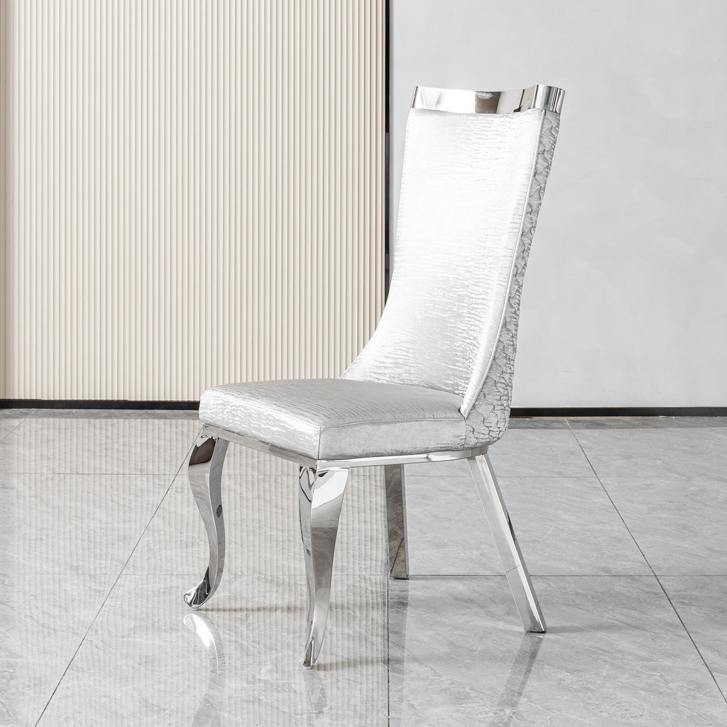 201 Stainless Steel Dining Chair，Modern High Back ，Luxury Curved Leg  Chair 4pcs/CTN