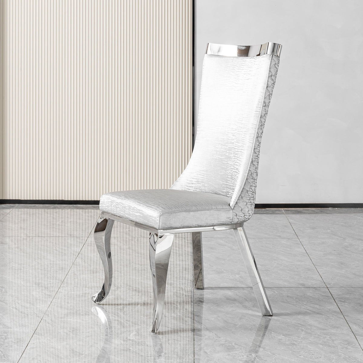 201 Stainless Steel Dining Chair，Modern High Back ，Luxury Curved Leg  Chair 4pcs/CTN