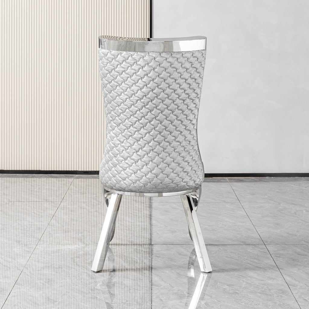 201 Stainless Steel Dining Chair，Modern High Back ，Luxury Curved Leg  Chair 4pcs/CTN
